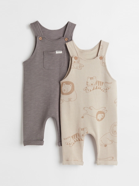 

H&M Boys Grey & Beige Solid 2-Pack Cotton Dungarees