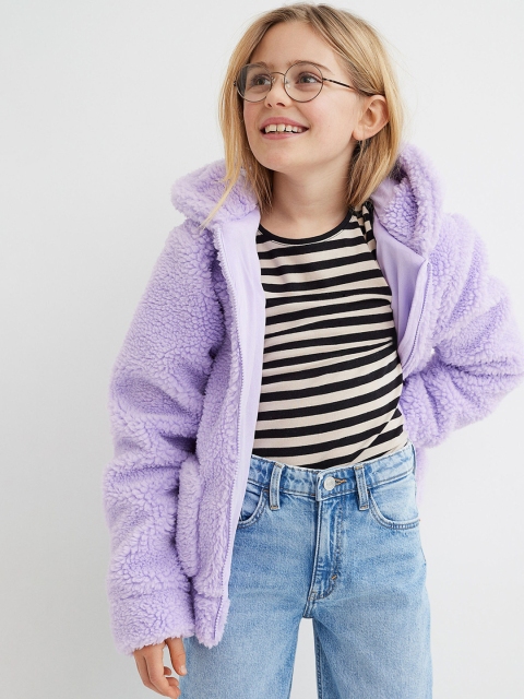 

H&M Girls Purple Hooded Teddy Jacket