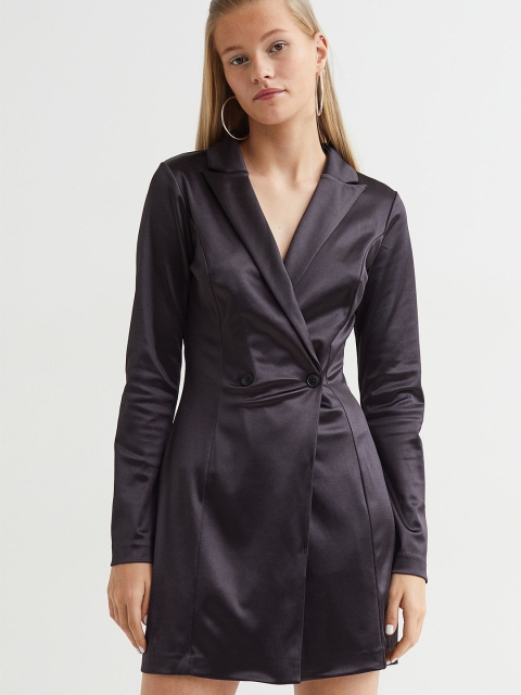 

H&M Women Black Short Jacket Dress