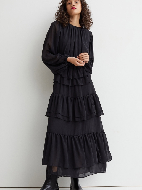 

H&M Women Black Chiffon Maxi Dress