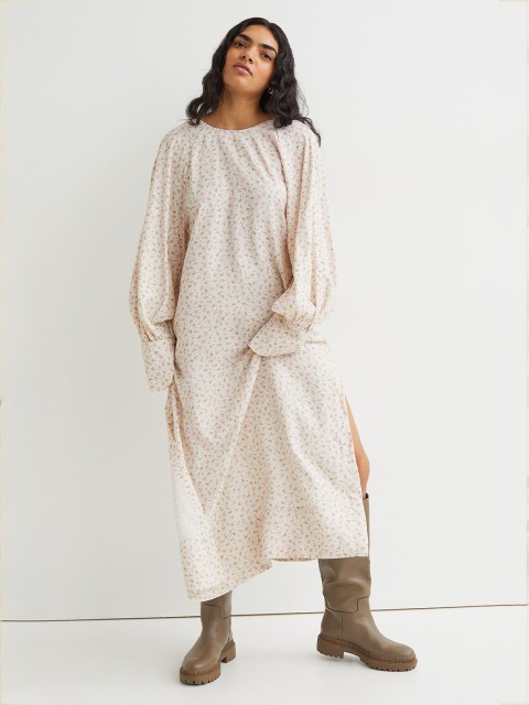 

H&M Woman Beige Balloon-sleeved dress