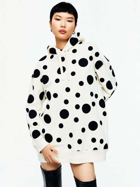 

H&M Woman White Oversized embroidered hoodie