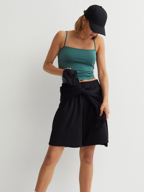 

H&M Women Green Solid Short Strappy Top