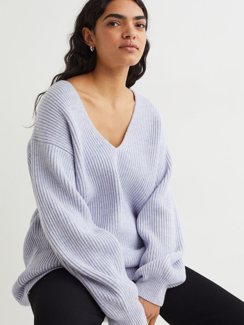 

H&M Woman Purple Rib-knit wool jumper
