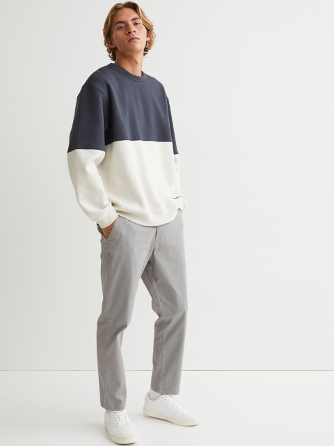 

H&M Men Grey Slim Fit Cropped cotton chinos