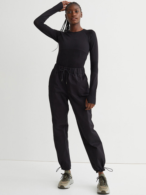 

H&M Women Black Solid High Waist Track Pants