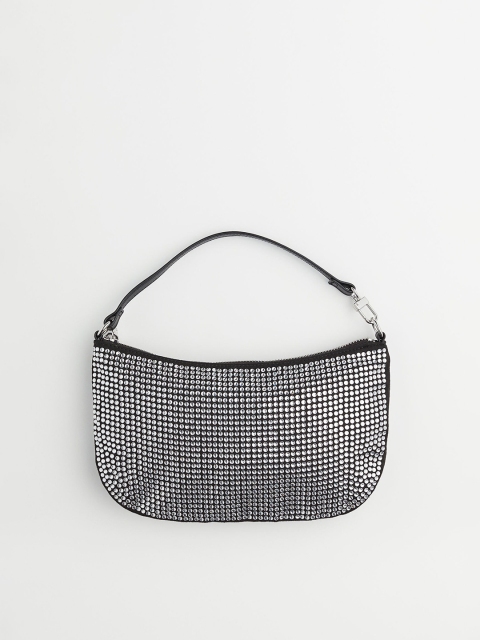 

H&M Black & Whited Rhinestone-Embellished Clutch Bag