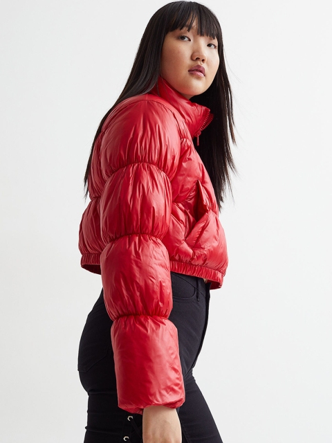 

H&M Women Red Solid Cropped Puffer Jacket