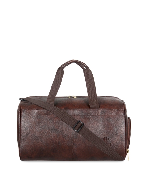 

THE CLOWNFISH Brown Solid Faux Leather Duffle Bag
