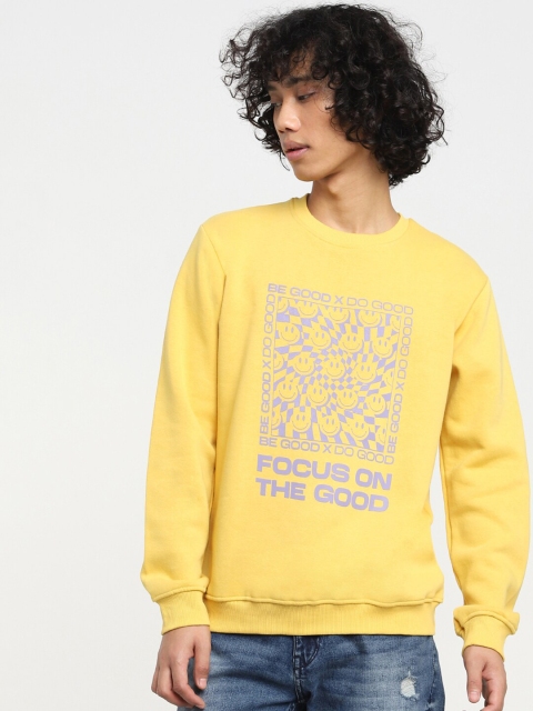 

Bewakoof Men Yellow Typography Printed Sweatshirt