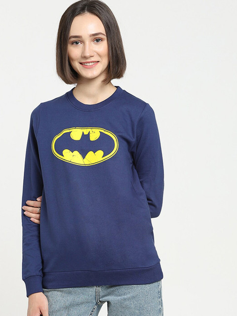 

Bewakoof Women Blue Batman Logo Printed Winter Pullover Sweatshirt