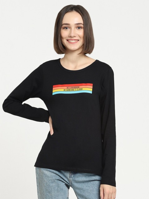 

Bewakoof Women Black Typography Printed T-shirt