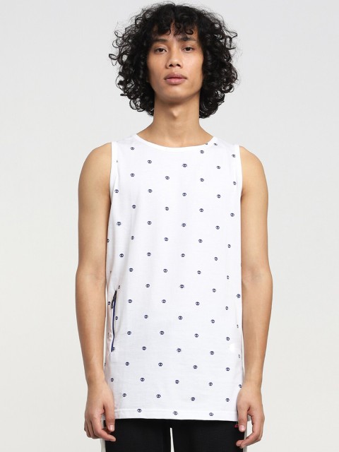 

Bewakoof Men Blue & White Printed Innerwear Vest