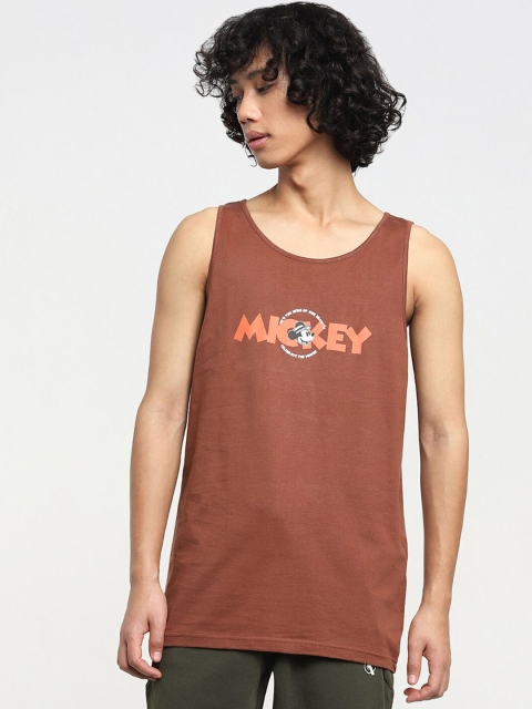 

Bewakoof Men Brown & Orange Mickey Printed Pure Cotton Innerwear Vest