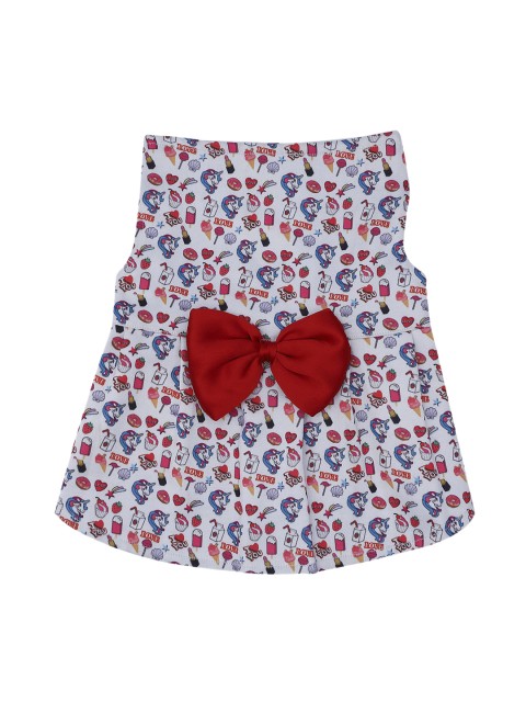 

Dchica Paws White & Blue Graphic Printed Dog Dress