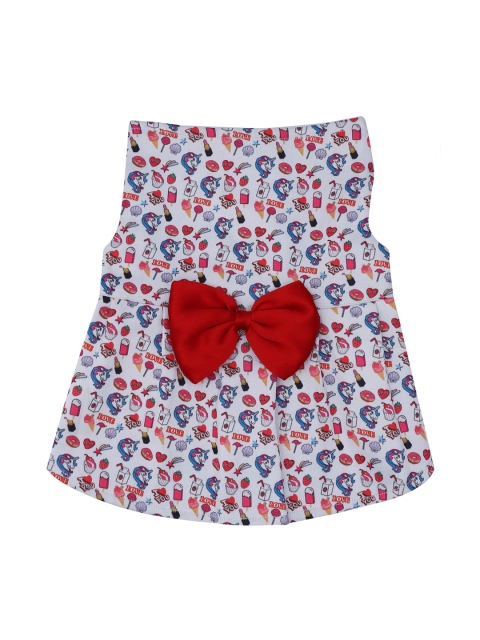 

Dchica Paws White & Red Printed Dog Dress