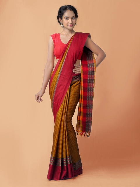 

Unnati Silks Yellow & Red Pure Cotton Handloom Sustainable Narayan Peth Saree