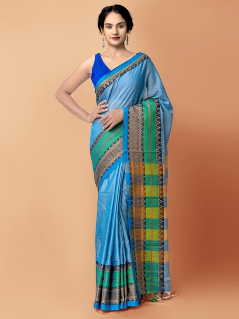 

Unnati Silks Blue & Green Pure Cotton Narayan Peth Saree