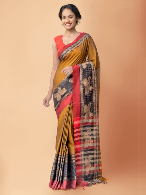

Unnati Silks Brown & Beige Ethnic Motifs Pure Cotton Narayan Peth Saree