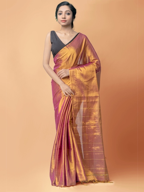 

Unnati Silks Pink Woven Design Pure Handloom Sustainable Kanjivaram Silk Cotton Saree