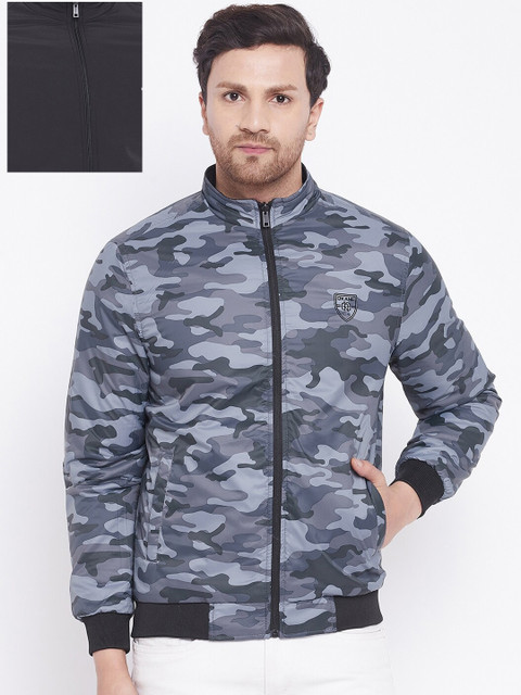 

Okane Men Black Reversible Bomber Jacket