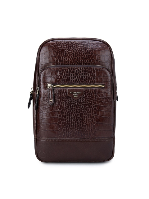 

Da Milano Men Brown Textured Leather Backpack