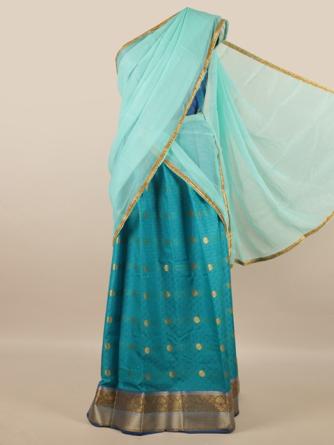 

Pothys Women Blue Unstitched Lehenga & Blouse With Dupatta