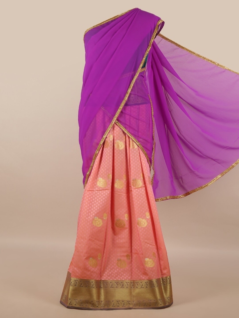 

Pothys Purple & Pink Unstitched Woven Design Half Saree