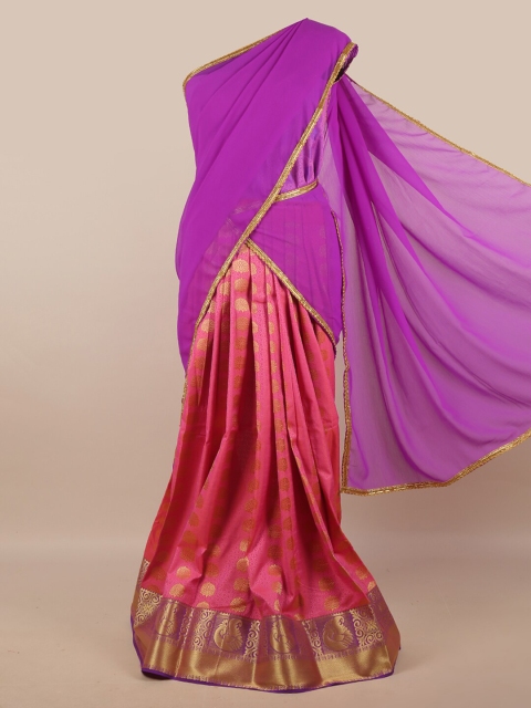 

Pothys Lavender & Pink Unstitched Lehenga & Blouse With Dupatta