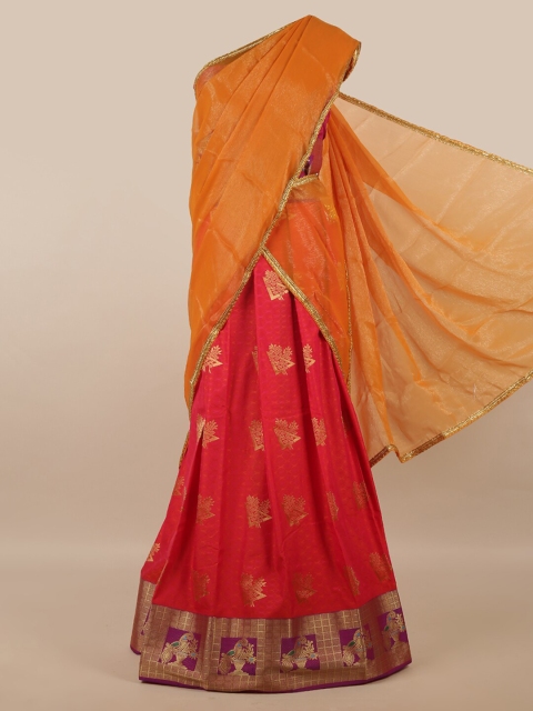 

Pothys Mustard & Red Unstitched Half Saree