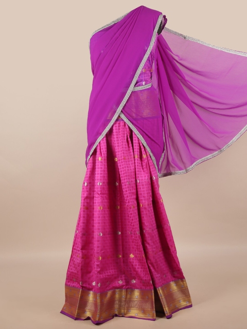 

Pothys Purple Unstitched Lehenga & Blouse With Dupatta