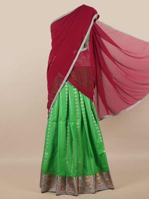 

Pothys Magenta & Green Unstitched Half Saree