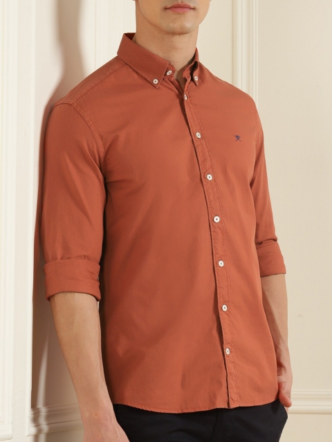 

HACKETT LONDON Men Rust Pure Cotton Casual Shirt