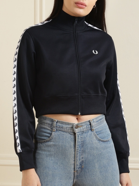 

Fred Perry Women Navy Blue Water Resistant Crop Bomber Jacket