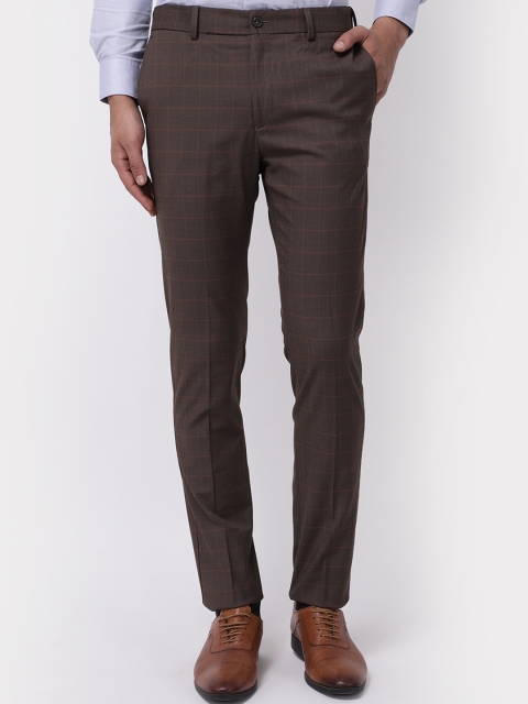 

Blackberrys Men Brown Arise Regular Fit Checked Trousers