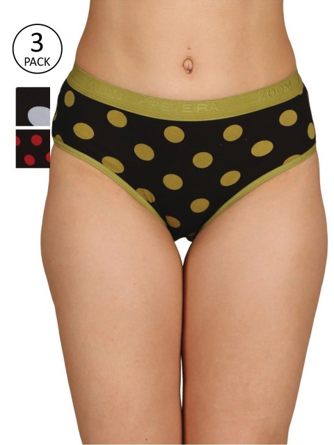 

Reveira Women Pack Of 3 Assorted Cotton Hipster Briefs