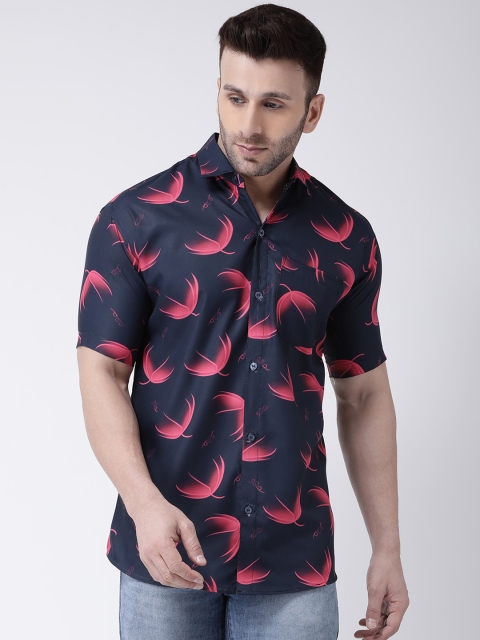 

KHADIO Men Navy Blue Printed Casual Shirt