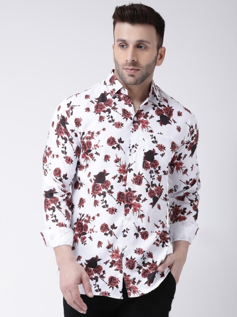 

KHADIO Men White Floral Printed Casual Shirt