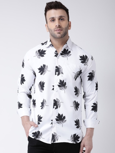 

KHADIO Men White Floral Printed Casual Shirt