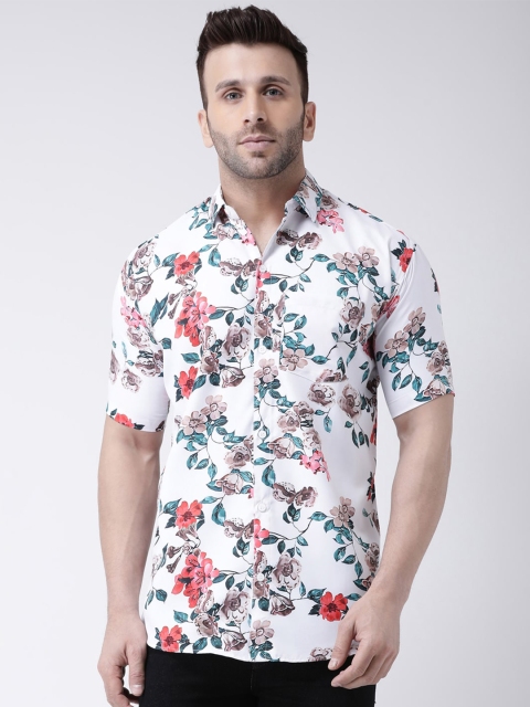 

KHADIO Men White Floral Printed Casual Shirt