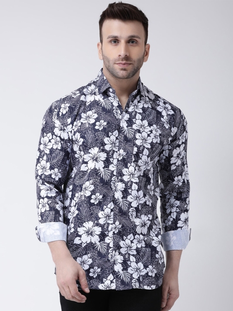 

KHADIO Men Navy Blue Floral Printed Casual Shirt