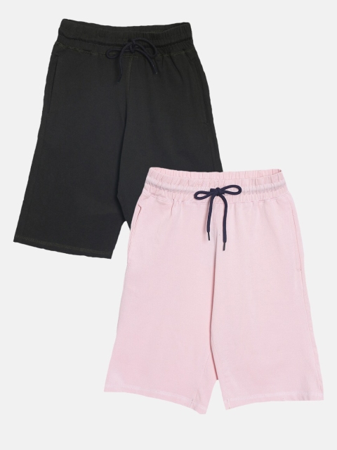 

American Kids Girls Olive Green & Pink Pack of 2 Lounge Shorts
