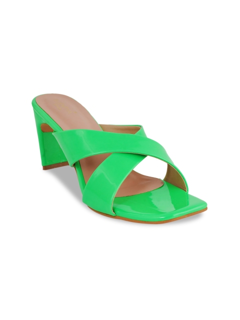

SCENTRA Green Open Toe Block Sandals