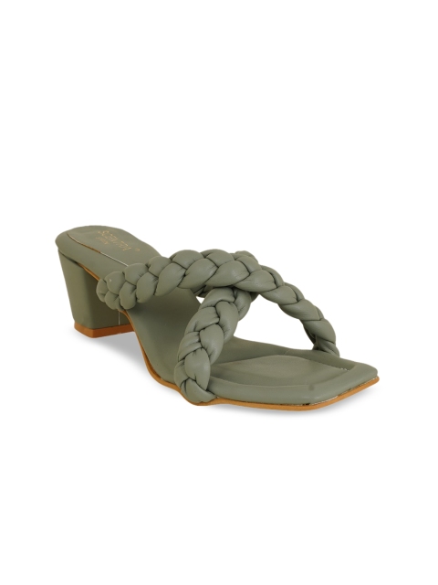 

SCENTRA Green Braided Block Sandals