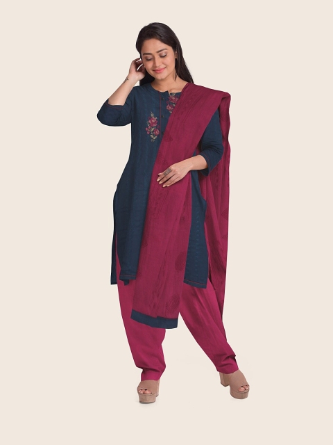 

Pothys Women Blue & Pink Unstitched Dress Material