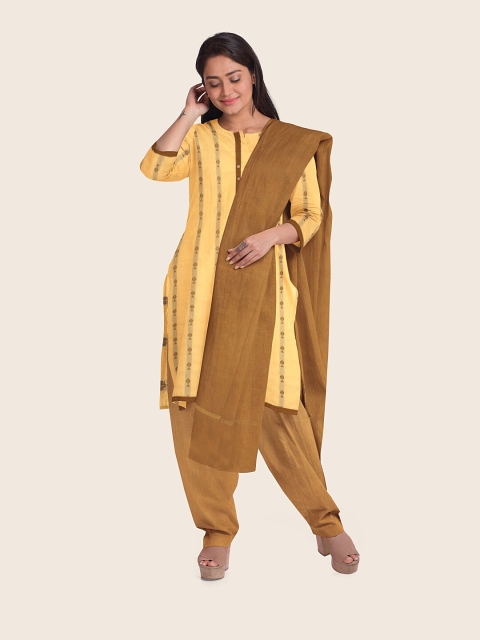 

Pothys Women Yellow Unstitched Dress Material