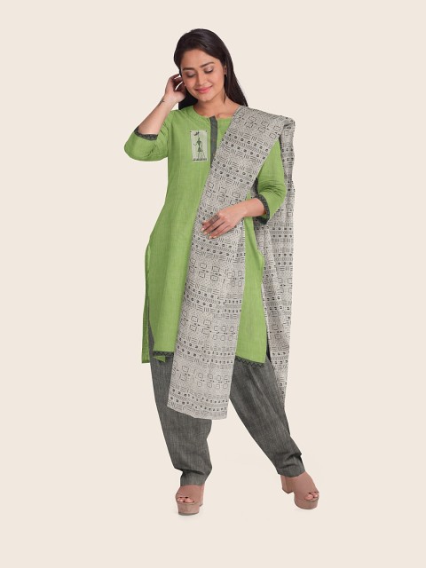 

Pothys Women Green Unstitched Dress Material