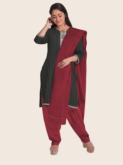 

Pothys Women Black & Pink Unstitched Dress Material