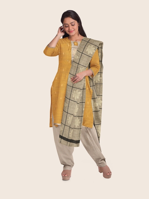 

Pothys Women Mustard Unstitched Dress Material