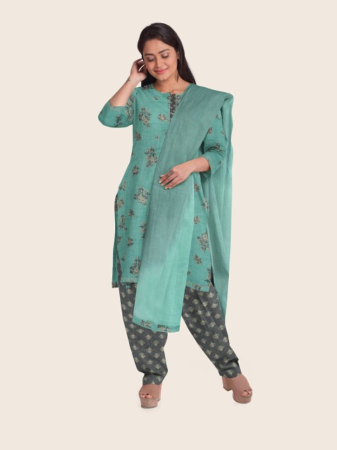 

Pothys Women Blue & Grey Unstitched Dress Material